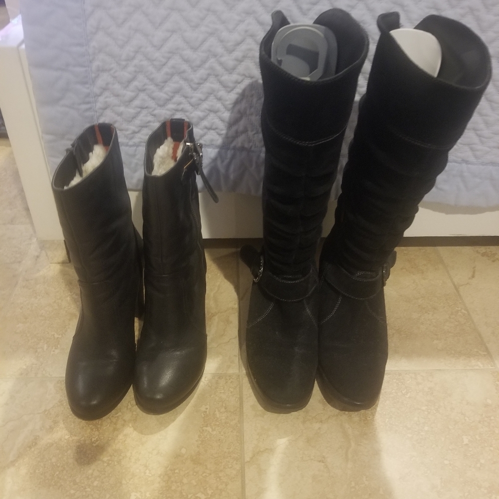 One long Geox boots / one short fleece boots